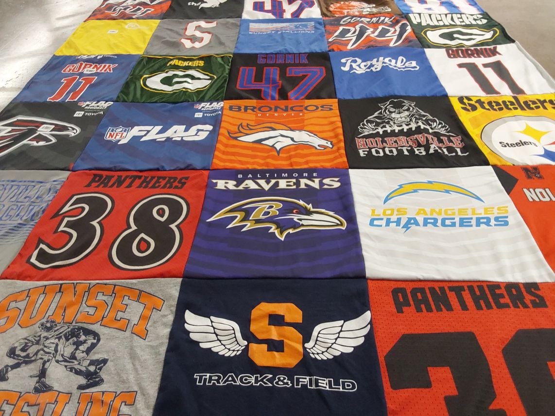 T-shirt quilt featuring baltimore ravens, los angeles chargers by Danielle from TN