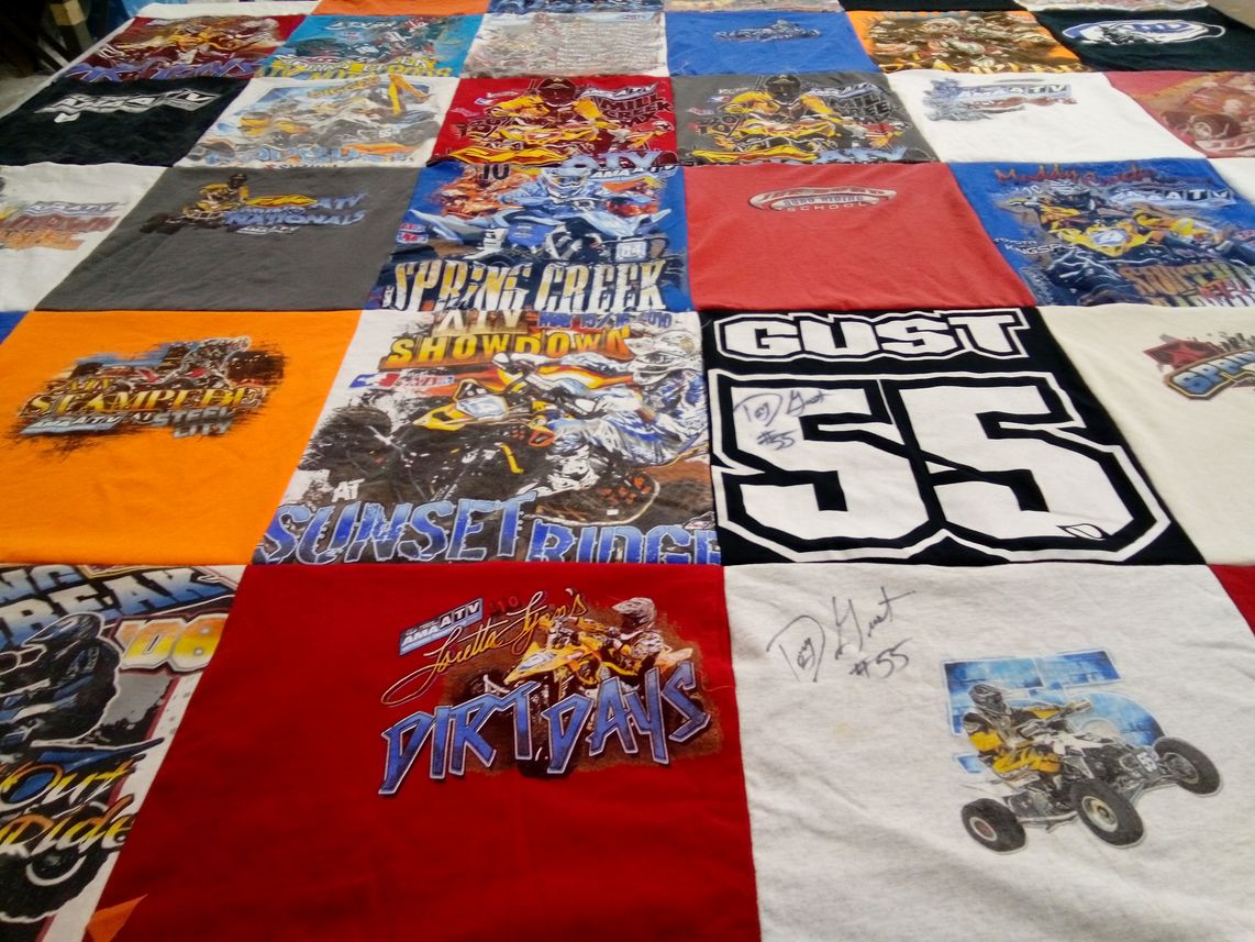 T-shirt quilt with motorsports, atv themes by Justice from WI
