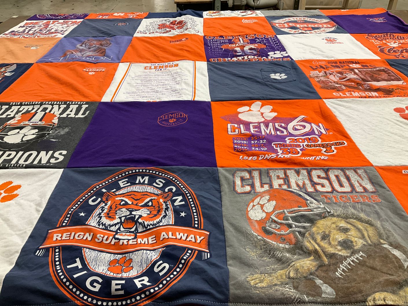 T-shirt quilt featuring clemson tigers by Kristen from NC