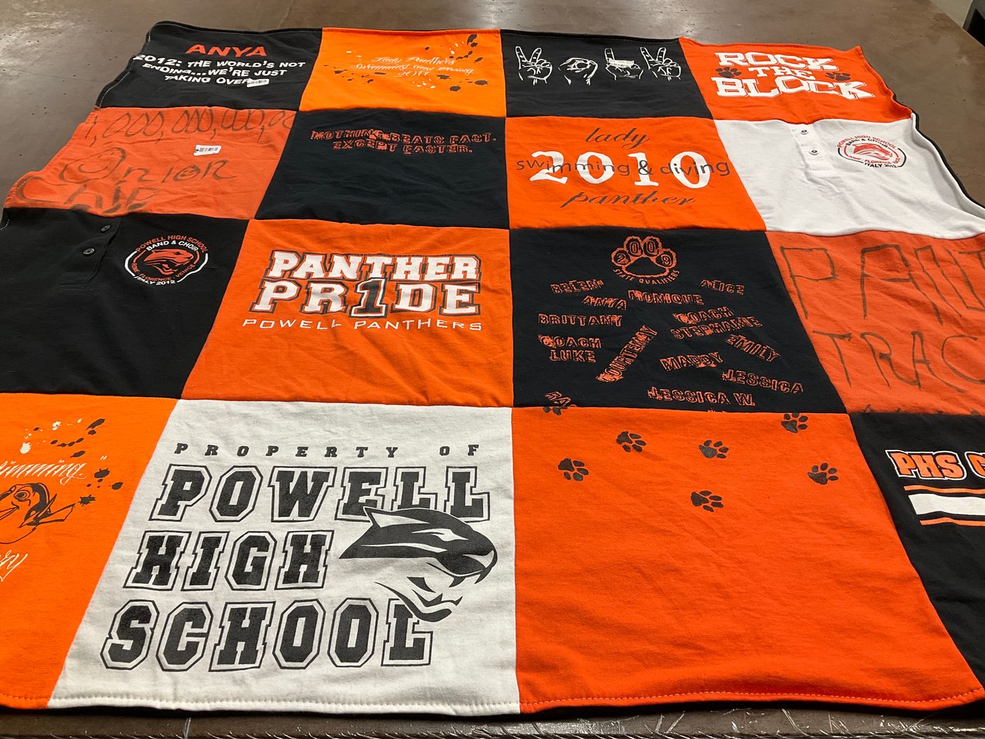 T-shirt quilt featuring powell panthers by Kari from WY