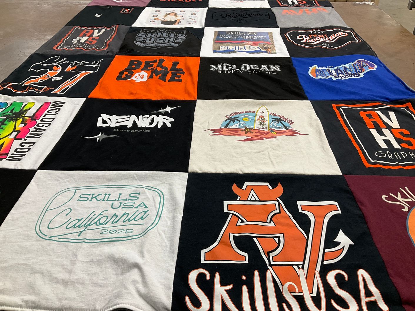 T-shirt quilt from avhs high school by Summer from CA