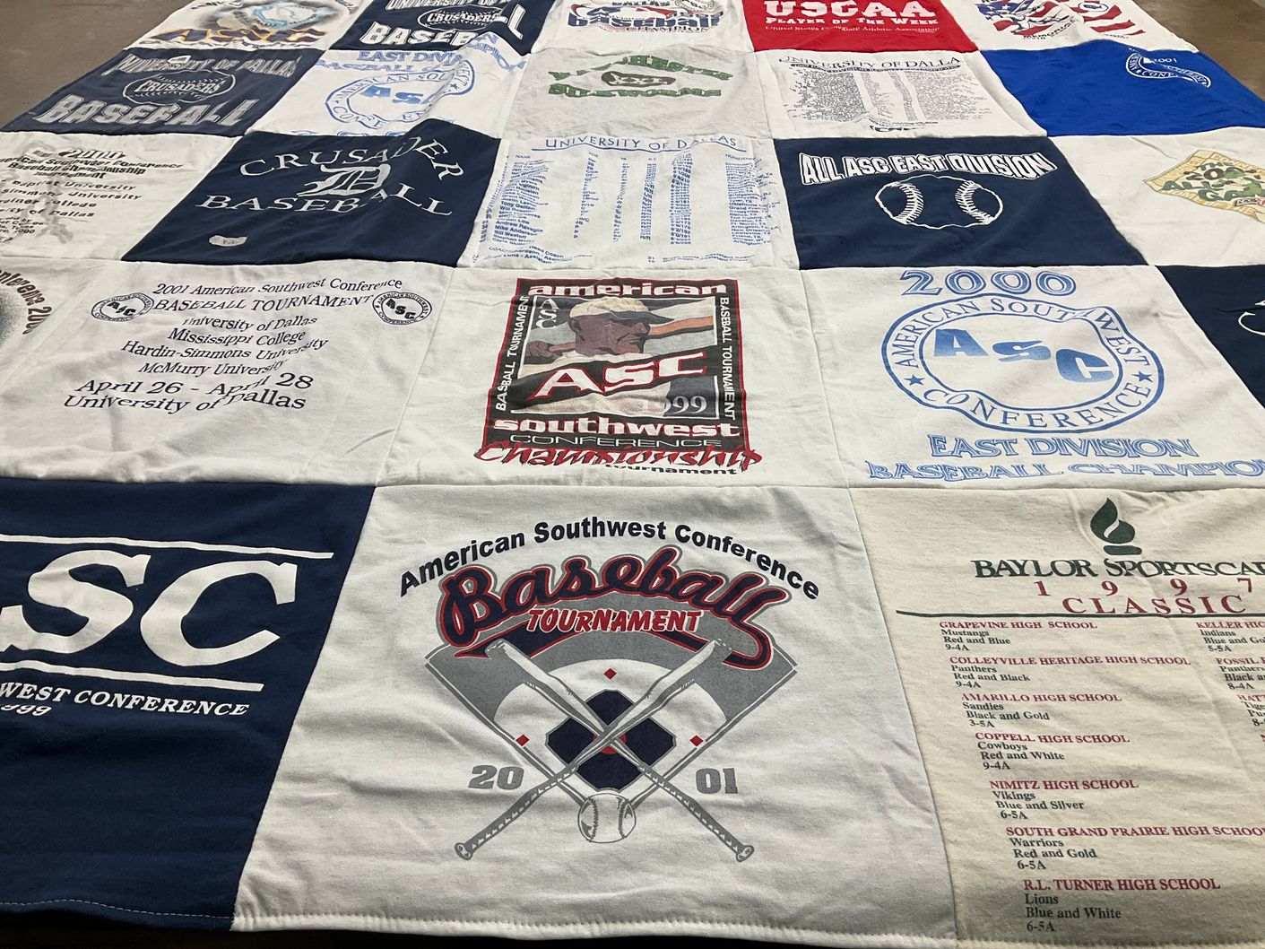 T-shirt quilt from university of dallas, hardin-simmons university by Genevieve from TX