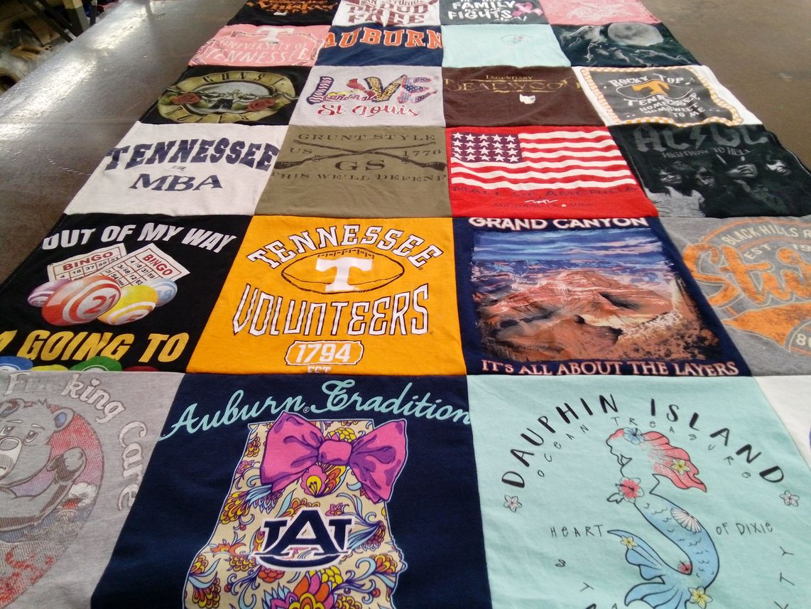 T-shirt quilt featuring tennessee volunteers, auburn tigers by Angela from TN
