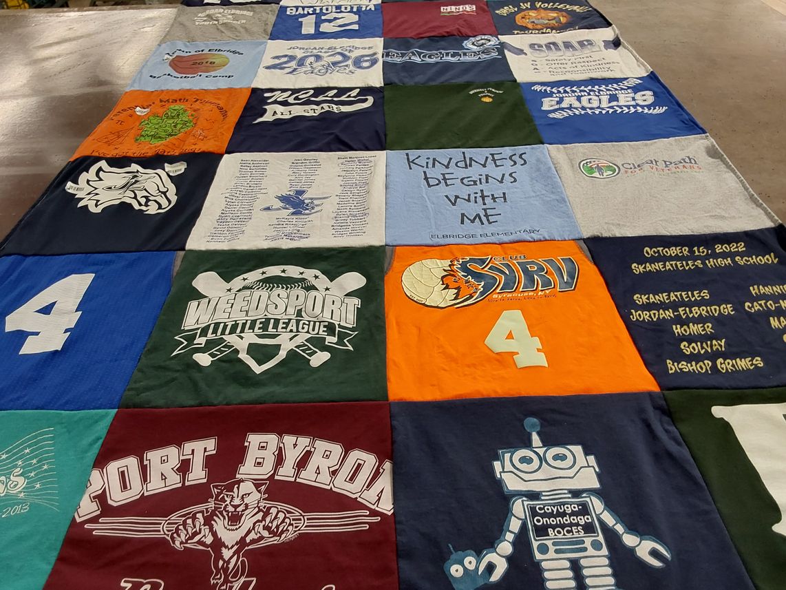 T-shirt quilt featuring port byron high school, syracuse regional volleyball club by Emily from NY