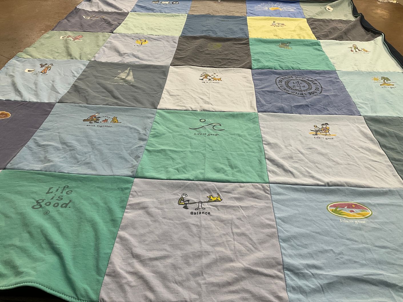 T-shirt quilt with outdoor activities, camping themes by Neal from NH