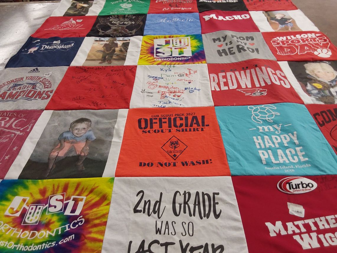 T-shirt quilt featuring redwings by Jenni from WI