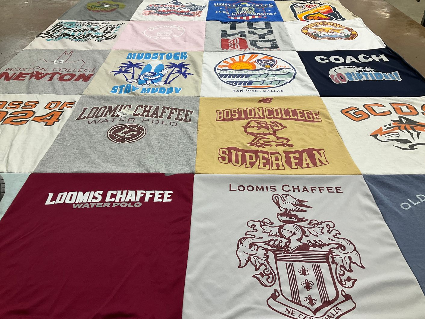 T-shirt quilt from boston college, loomis chaffee school by Paola from CT