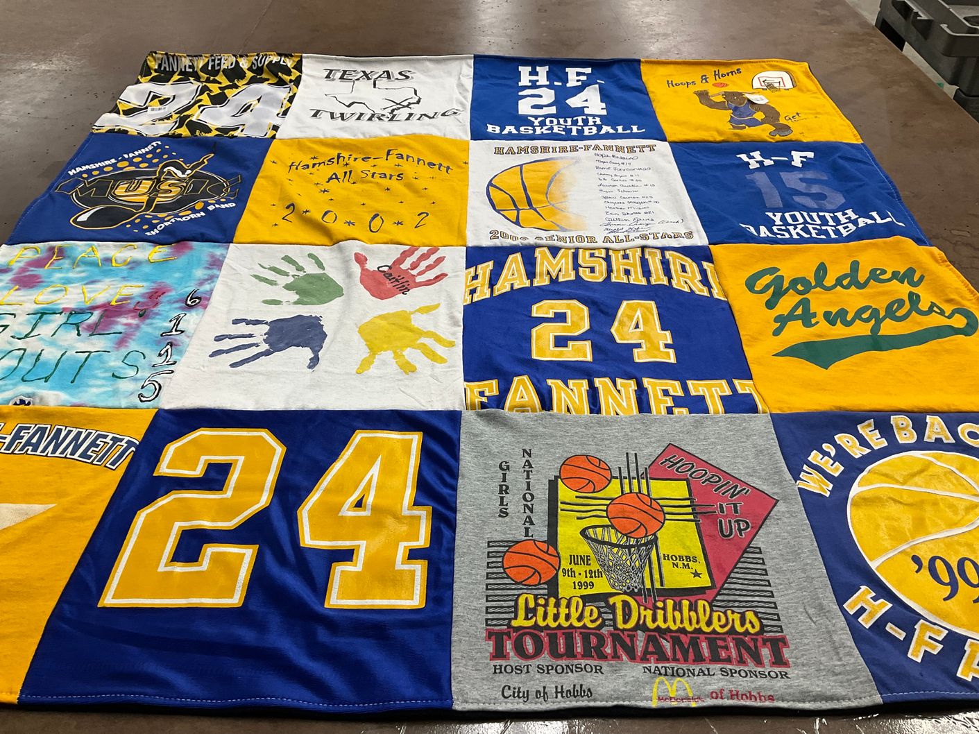 T-shirt quilt featuring hamshire-fannett youth basketball by Amy from TX
