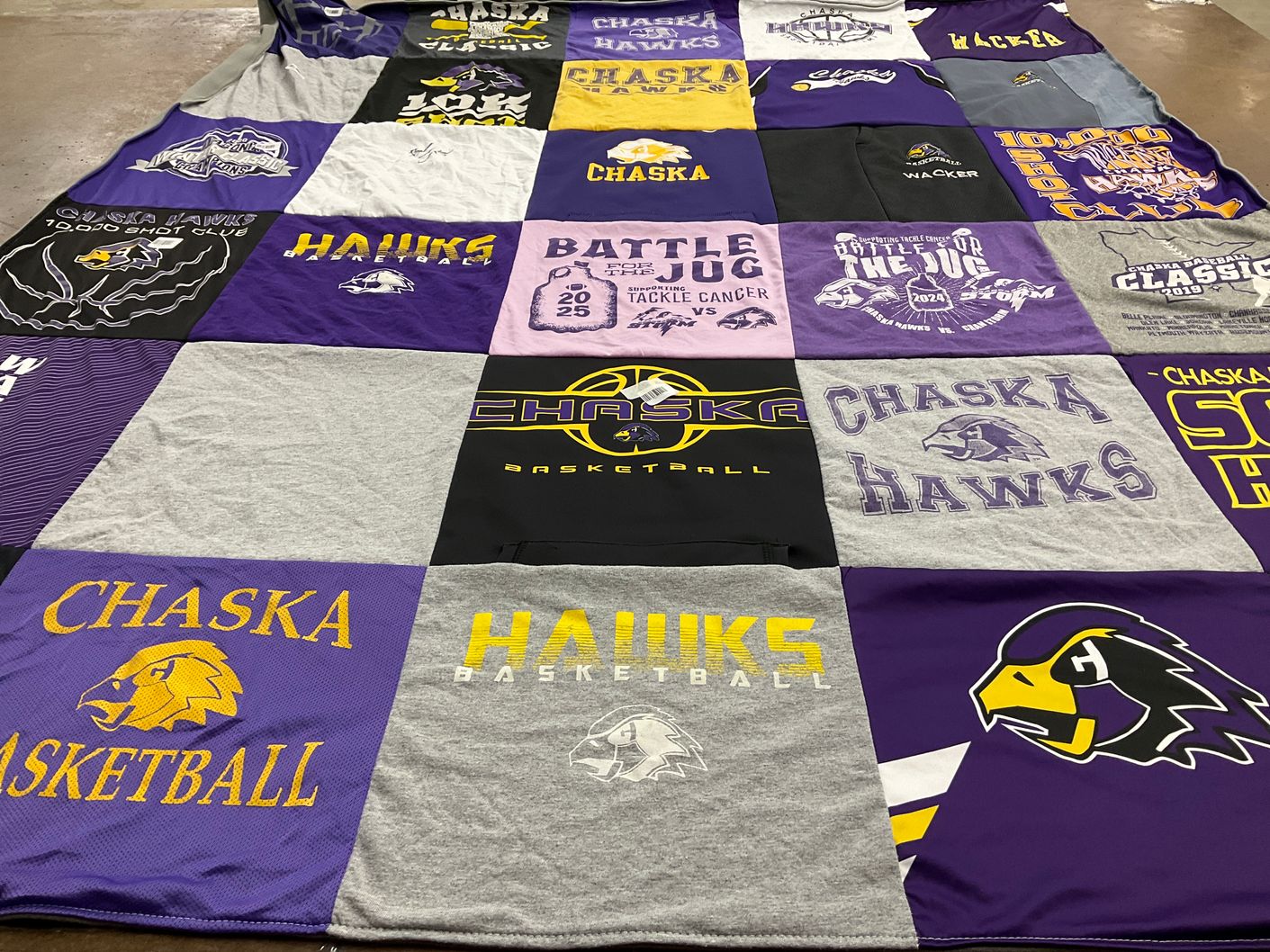 T-shirt quilt featuring chaska hawks basketball by Tracy from MN