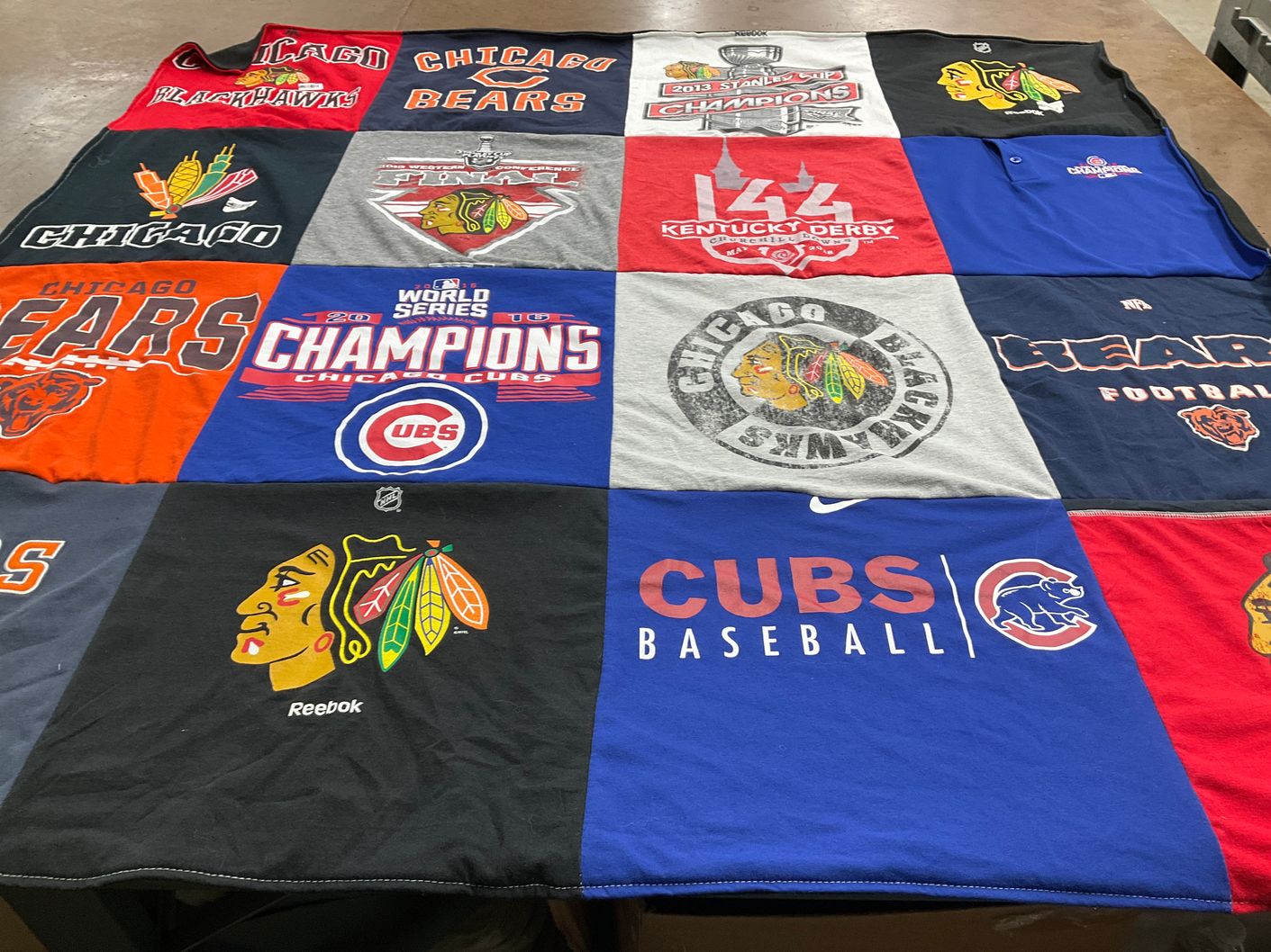 T-shirt quilt featuring chicago bears, chicago cubs by Michelle from IL