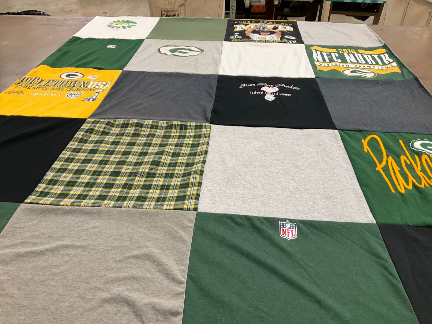 T-shirt quilt featuring green bay packers by Lisa from CA