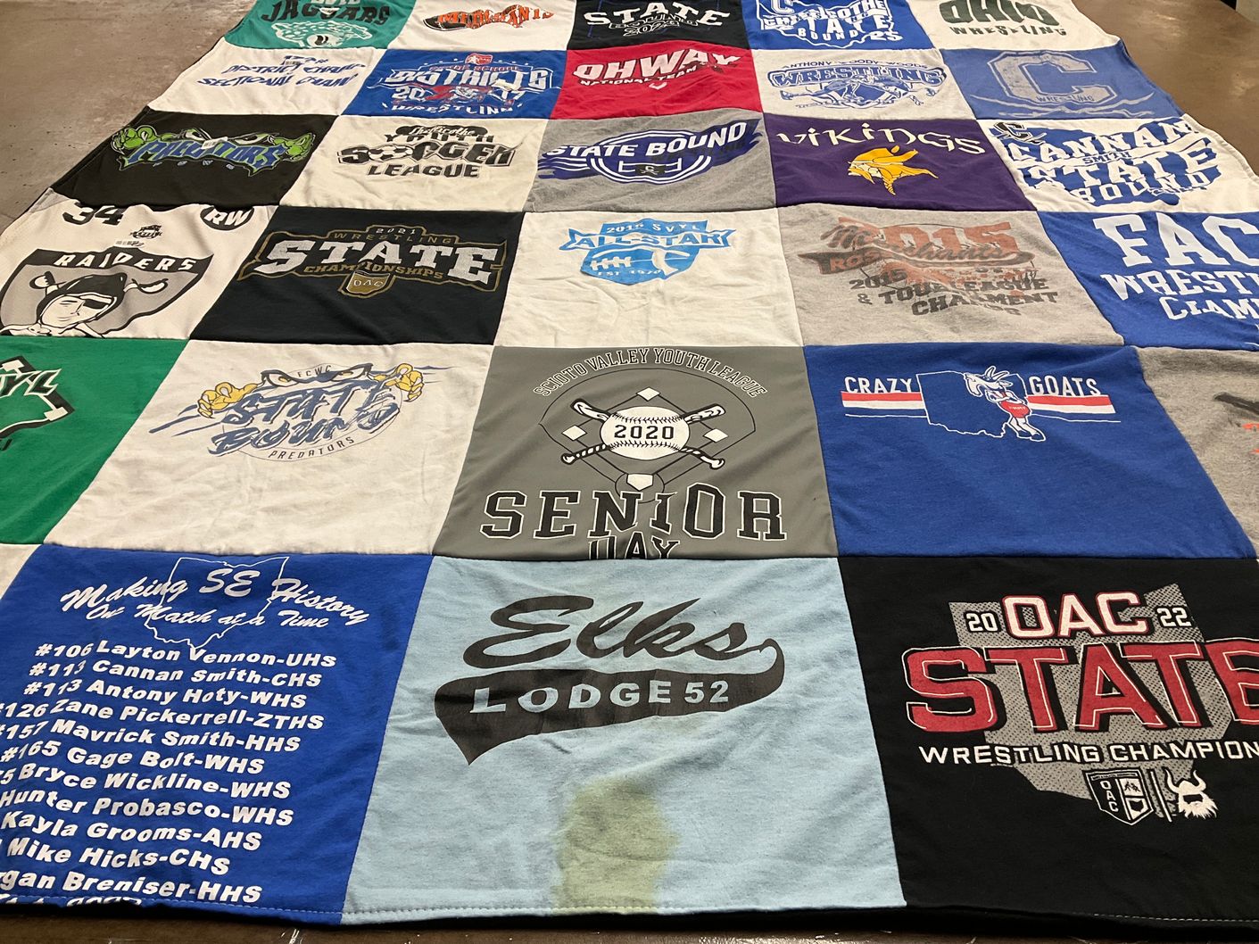 T-shirt quilt featuring westerville north high school raiders, cannan valley high school predators by Amanda from OH
