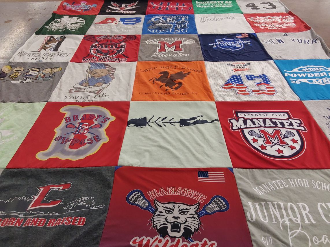 T-shirt quilt featuring manatee lacrosse by Jessica from FL