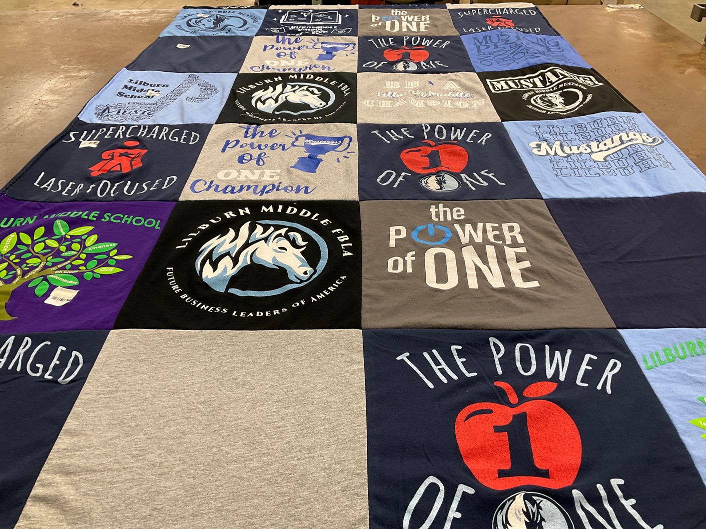 T-shirt quilt featuring lilburn mustangs by Diane from GA
