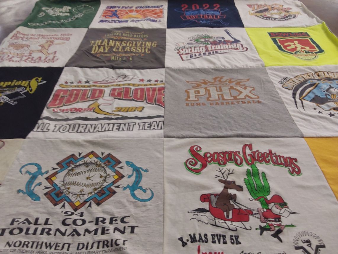 T-shirt quilt featuring sung basketball by Edith from AZ