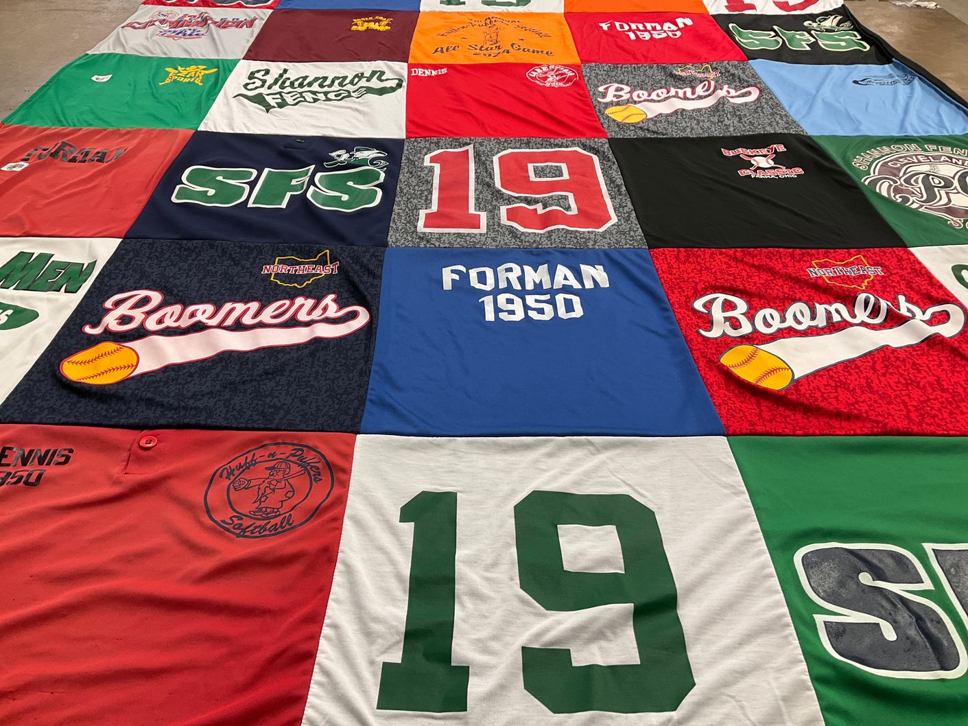 T-shirt quilt featuring boomers by Julie from OH
