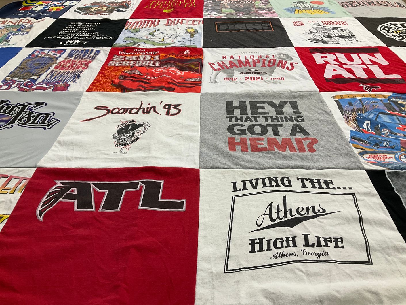 T-shirt quilt with nascar, automobiles themes by Amy from GA