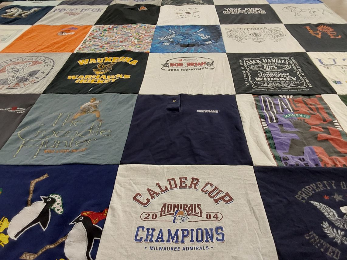 T-shirt quilt featuring milwaukee admirals by Kate from WI