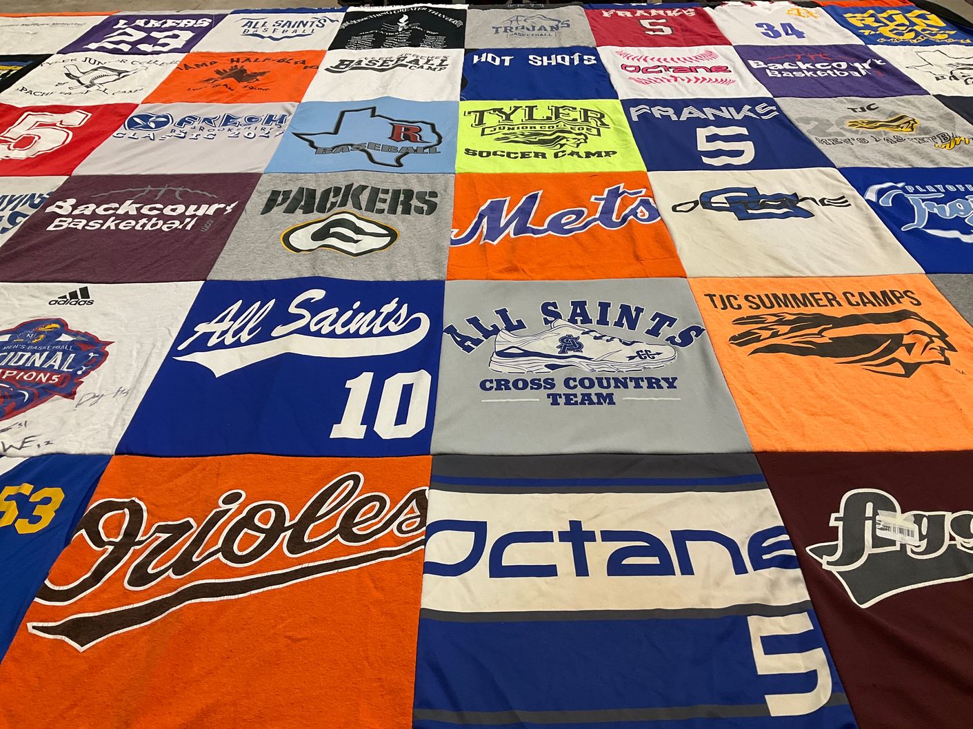 T-shirt quilt featuring orioles, packers by M'Lissa from TX