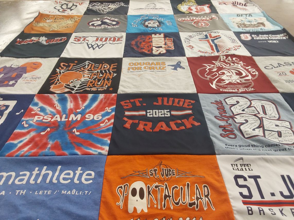 T-shirt quilt featuring st. jude track team by Monica from LA