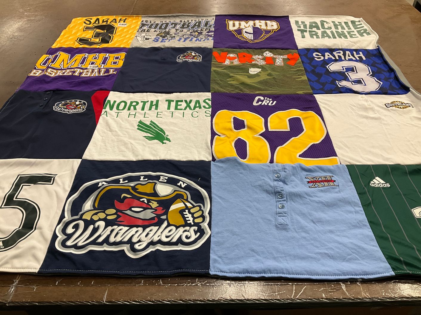 T-shirt quilt featuring allen wranglers by Terry from TX