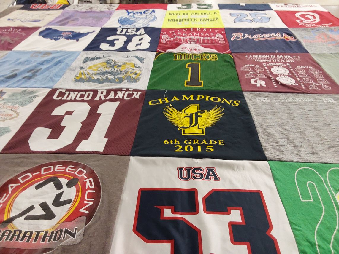 T-shirt quilt from cinco ranch high school by Kristal from TX