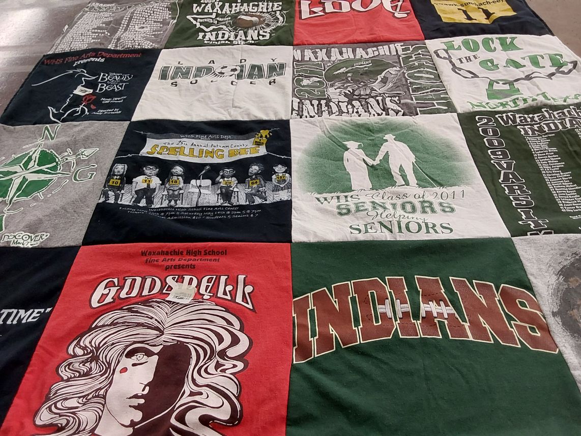 T-shirt quilt featuring waxahachie high school indians by Terry from TX