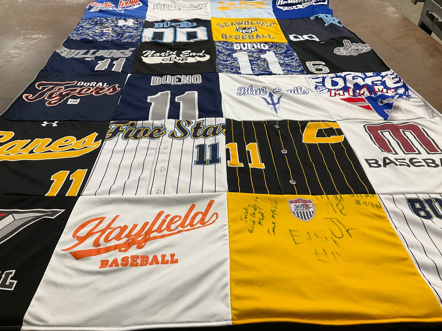 T-shirt quilt featuring doral tigers, hayfield baseball by Yuleisy from VA