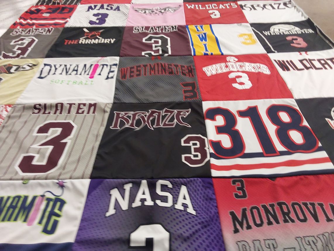 T-shirt quilt featuring wildcats, slaten high school by Melissa from AL