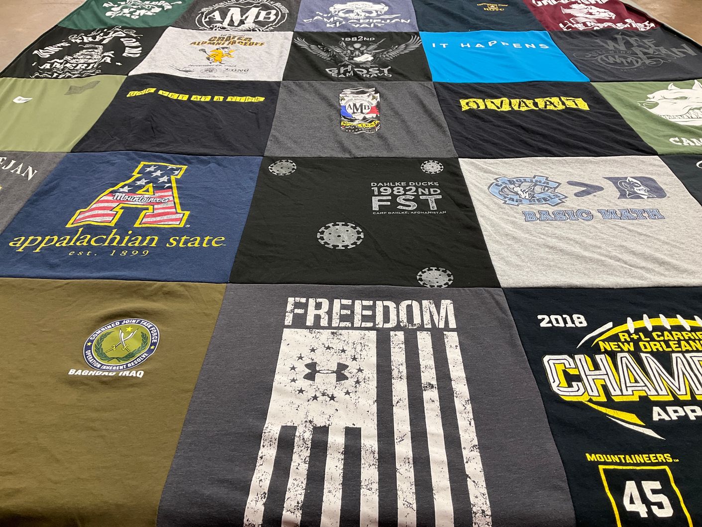 T-shirt quilt featuring appalachian state mountaineers by Austin from NC