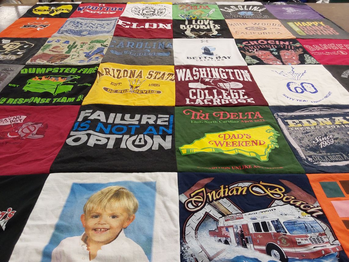 T-shirt quilt from elon university, arizona state university by Dave from CO