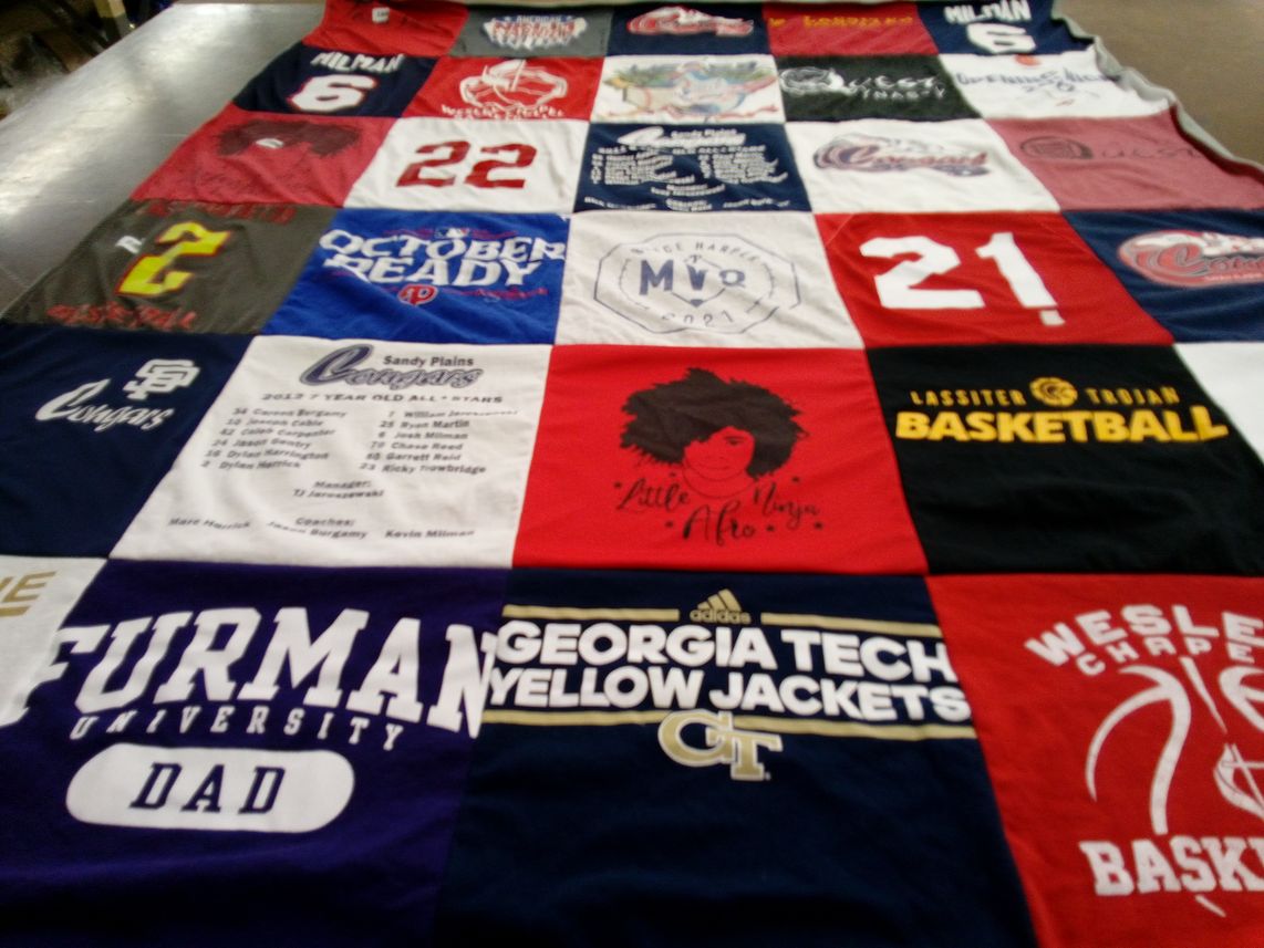 T-shirt quilt featuring sandy plains cougars, lassiter trojan basketball by Danielle from GA