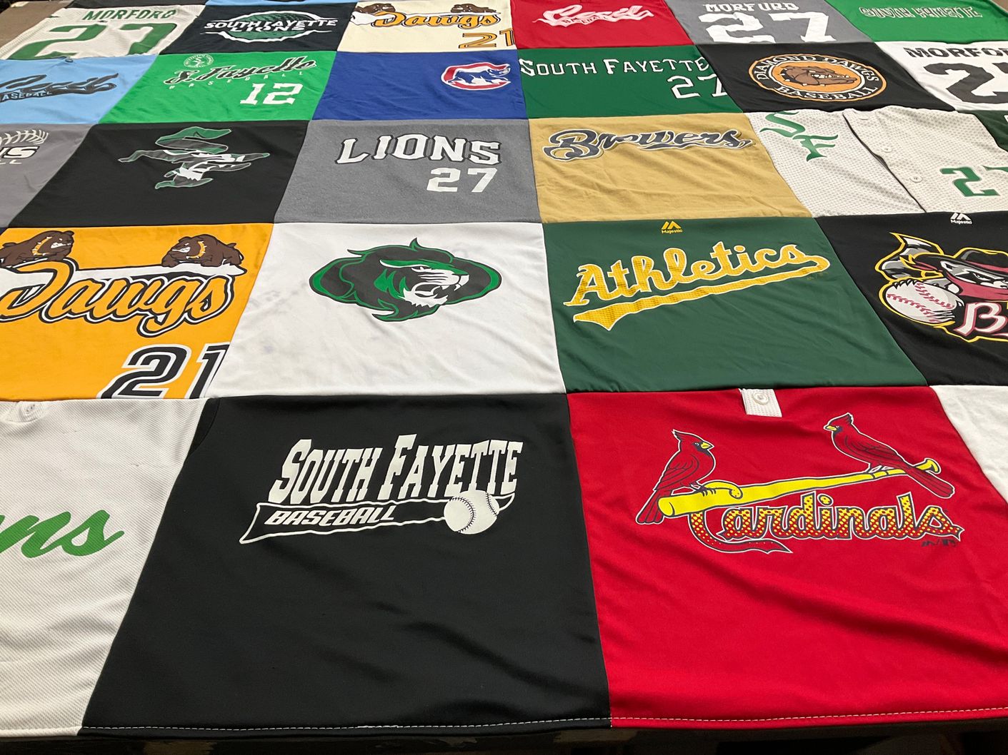 T-shirt quilt featuring south fayette baseball, dawgs by Christina from PA