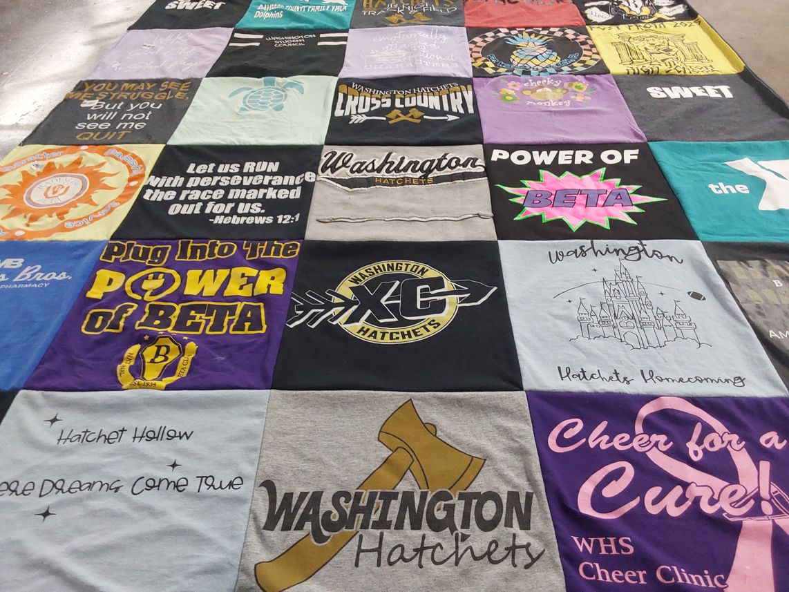T-shirt quilt featuring washington hatchets by Brandy from IN