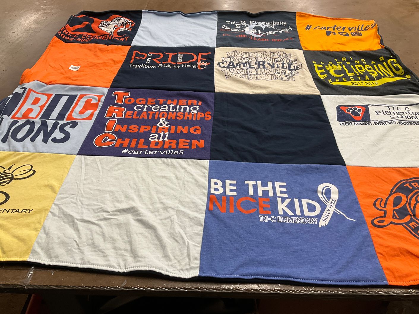 T-shirt quilt from tri-c elementary school by Linda from IL