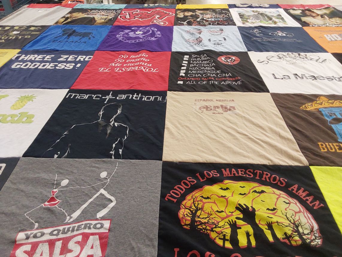 T-shirt quilt with music, dance themes by Ispa from FL
