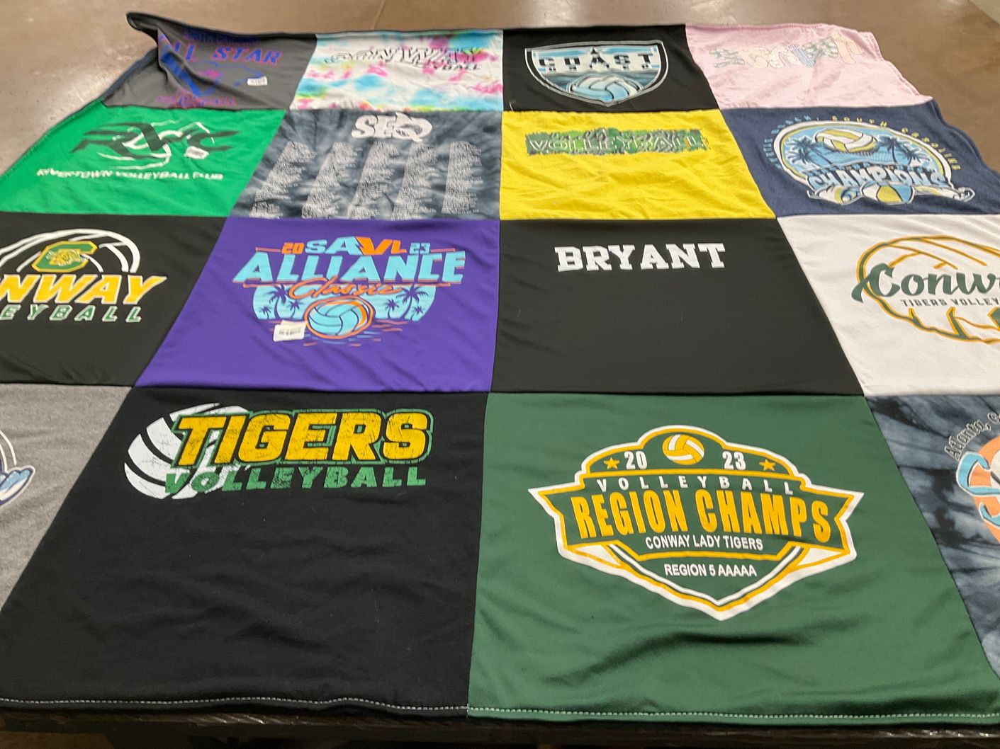 T-shirt quilt featuring conway lady tigers volleyball, tigers volleyball by Crystal from SC