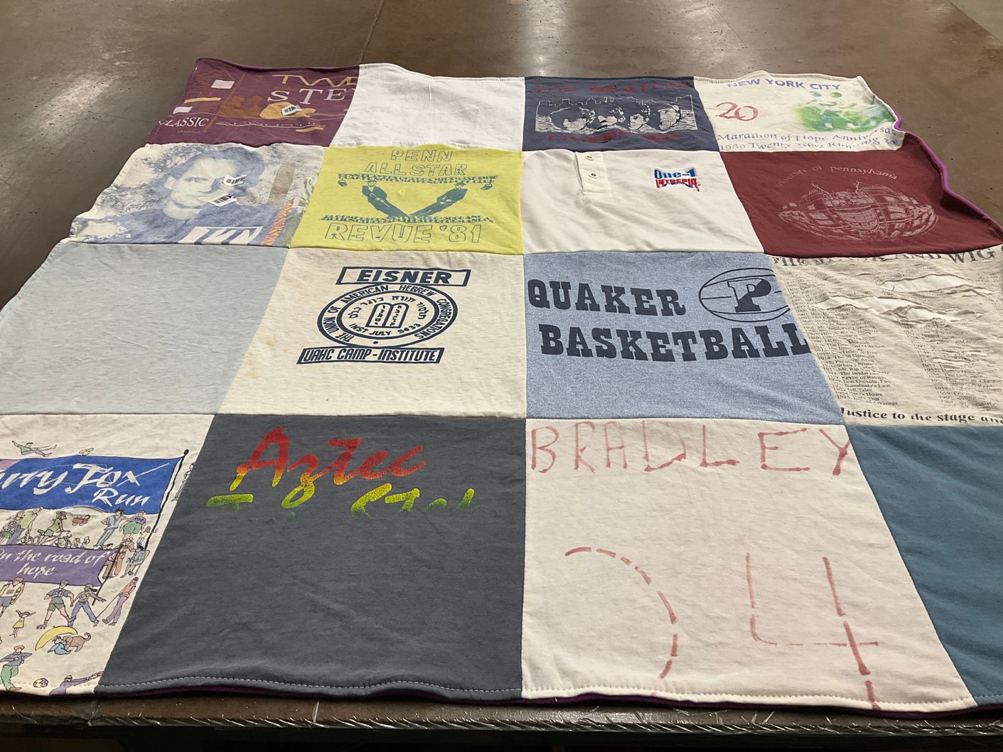 T-shirt quilt featuring quaker basketball by Budd from NJ