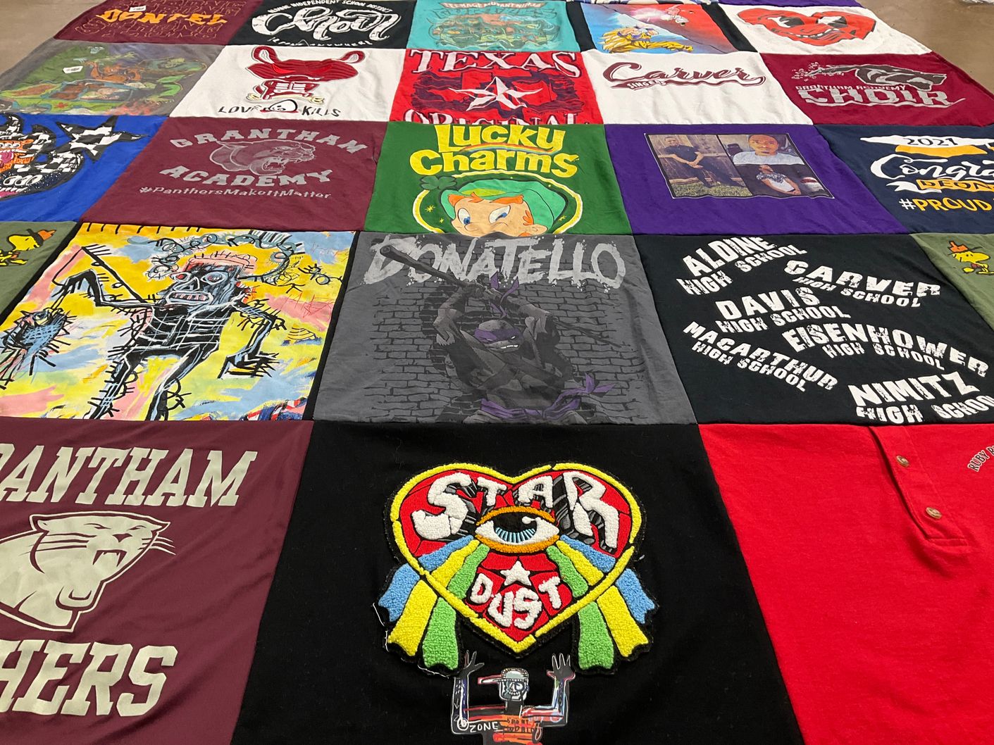 T-shirt quilt featuring panthers by Alfredia from TX