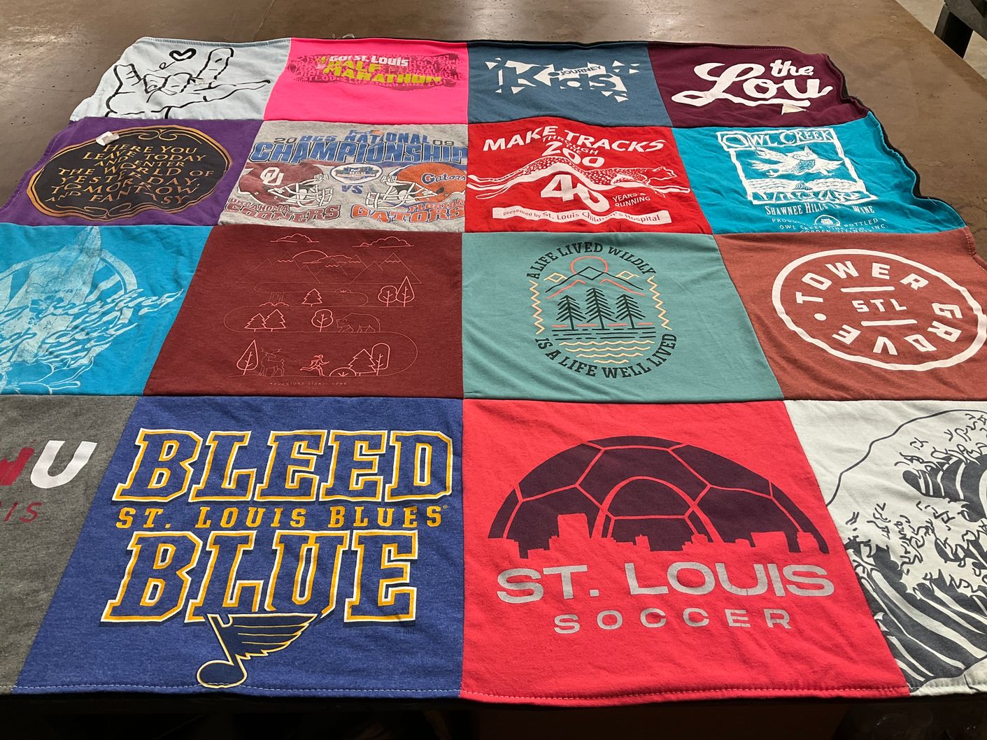 T-shirt quilt featuring st louis blues, st louis soccer by Kelly from MO