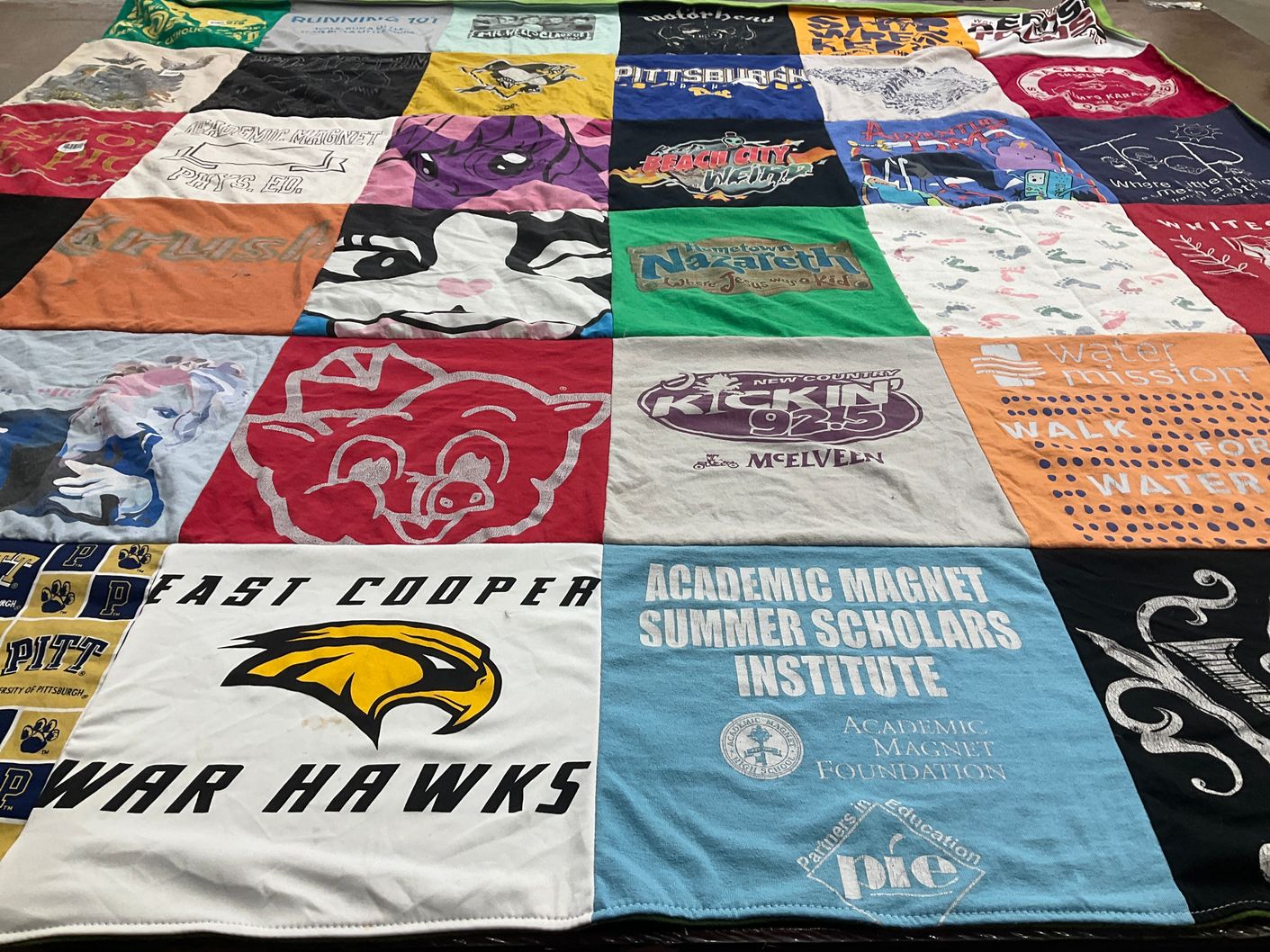 T-shirt quilt featuring east cooper war hawks by Maria from SC