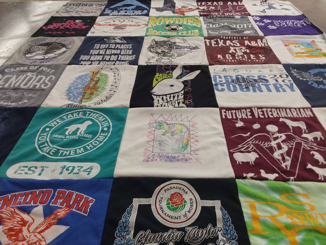 T-shirt quilt featuring texas a&m university, jaguar cross country team by Paulette from TX