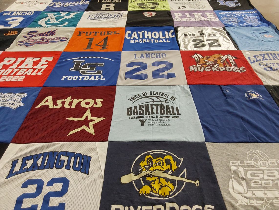 T-shirt quilt featuring muckdogs, astros by Jorge from KY