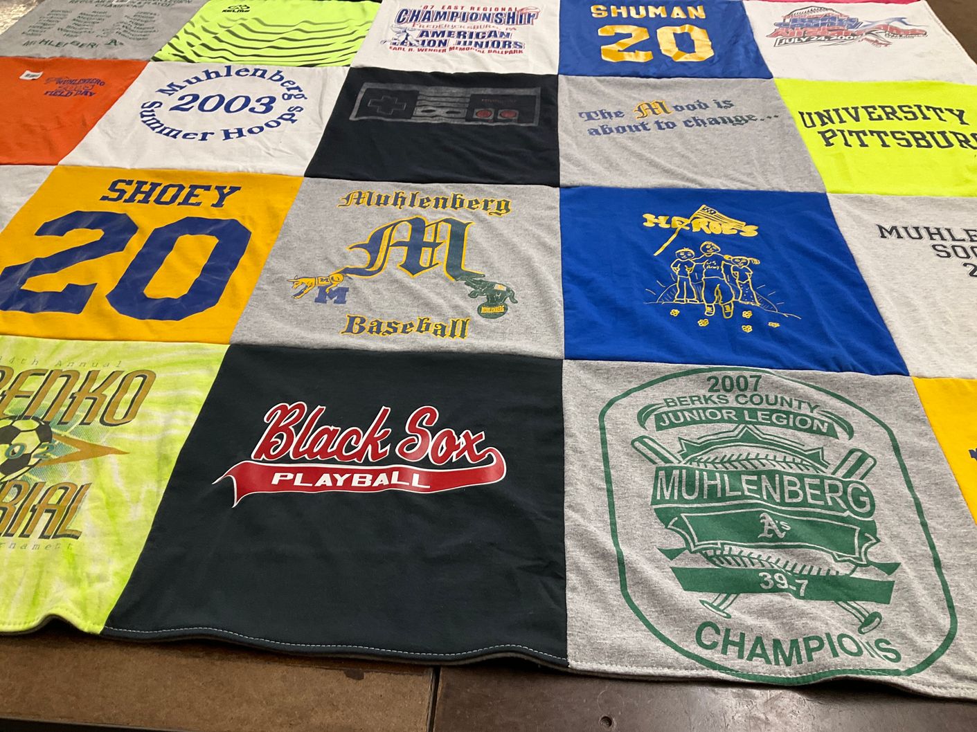 T-shirt quilt featuring muhlenberg black sox, muhlenberg baseball by Joanne from PA