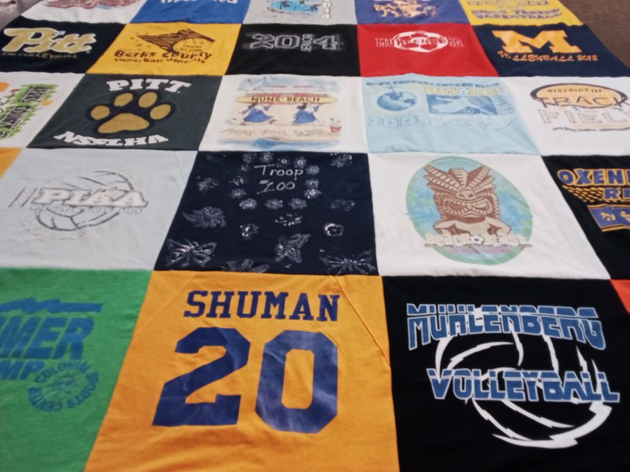 T-shirt quilt from muhlenberg college by Joanne from PA