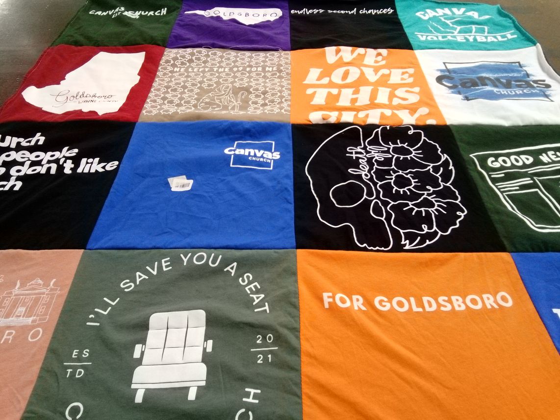 T-shirt quilt with community, volleyball themes by Maiah from NC