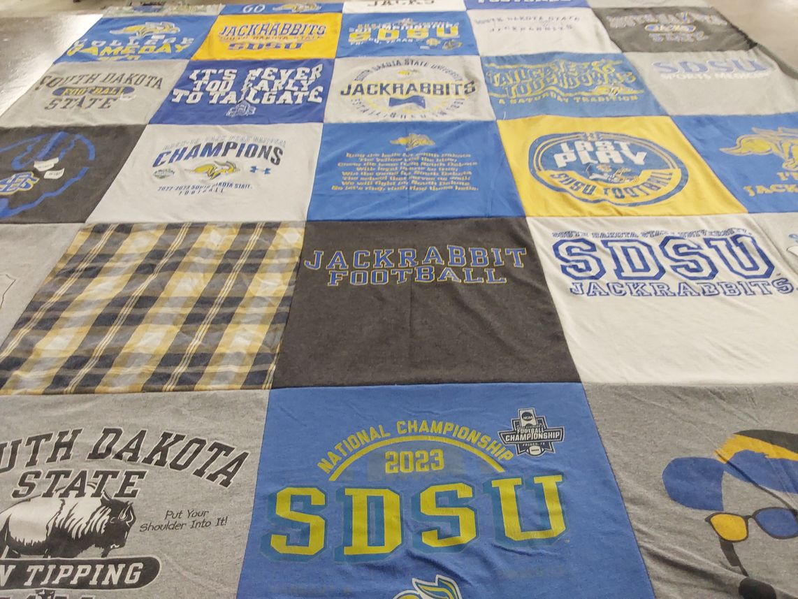 T-shirt quilt featuring south dakota state university jackrabbits by Vanessa from IA