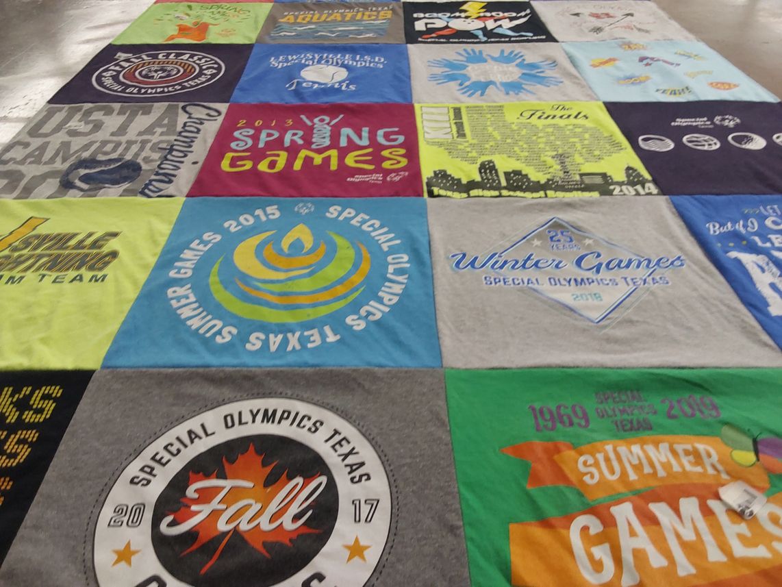 T-shirt quilt featuring special olympics texas team by Terry from TX