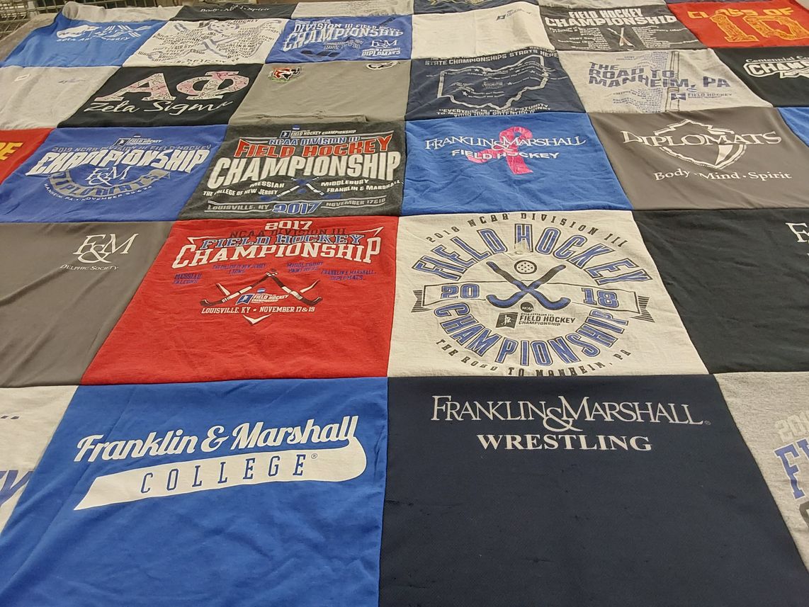 T-shirt quilt from franklin and marshall college by Kathryn from OH