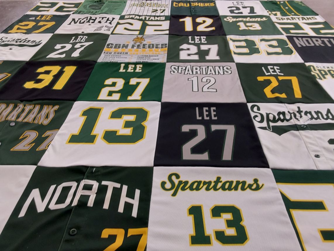 T-shirt quilt featuring spartans by Leslie from IL
